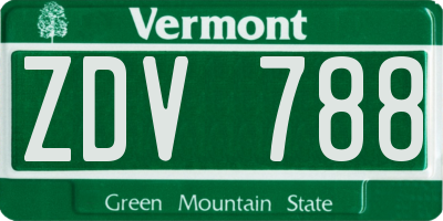 VT license plate ZDV788