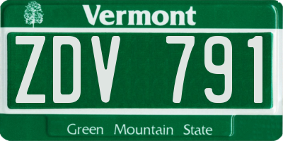 VT license plate ZDV791