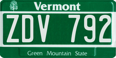 VT license plate ZDV792