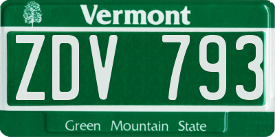 VT license plate ZDV793