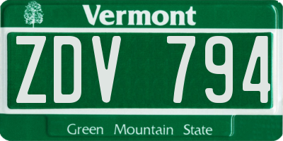 VT license plate ZDV794