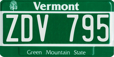 VT license plate ZDV795