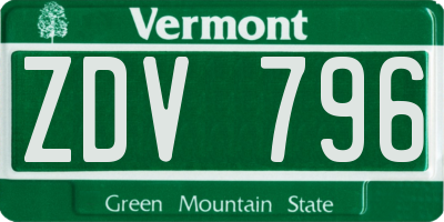 VT license plate ZDV796
