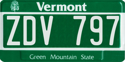 VT license plate ZDV797