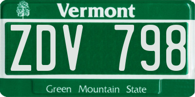 VT license plate ZDV798