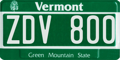 VT license plate ZDV800