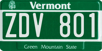 VT license plate ZDV801