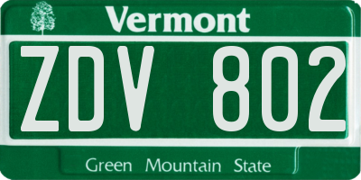 VT license plate ZDV802