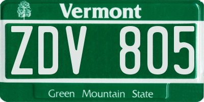 VT license plate ZDV805