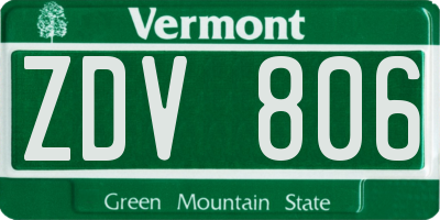 VT license plate ZDV806