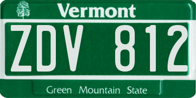 VT license plate ZDV812