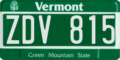 VT license plate ZDV815