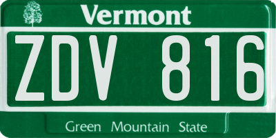 VT license plate ZDV816