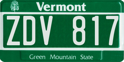 VT license plate ZDV817