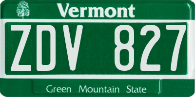VT license plate ZDV827
