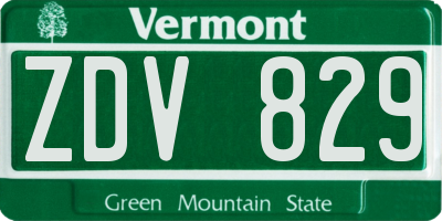 VT license plate ZDV829