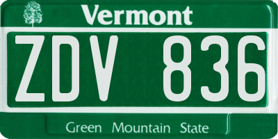 VT license plate ZDV836