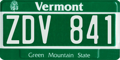 VT license plate ZDV841