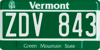 VT license plate ZDV843