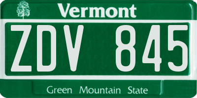 VT license plate ZDV845