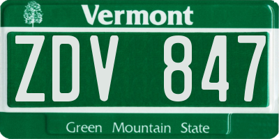 VT license plate ZDV847
