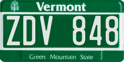 VT license plate ZDV848