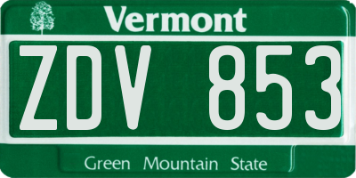 VT license plate ZDV853