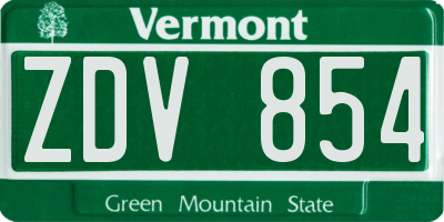 VT license plate ZDV854