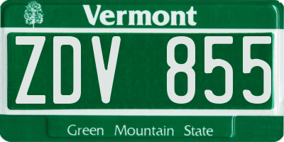 VT license plate ZDV855