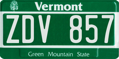 VT license plate ZDV857