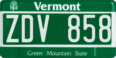 VT license plate ZDV858