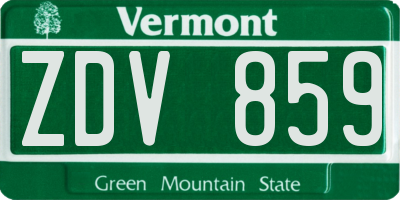 VT license plate ZDV859