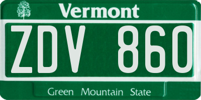 VT license plate ZDV860