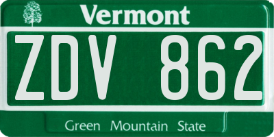 VT license plate ZDV862