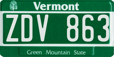 VT license plate ZDV863