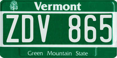 VT license plate ZDV865