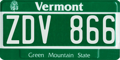 VT license plate ZDV866