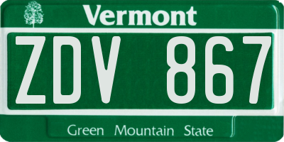 VT license plate ZDV867