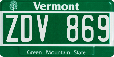 VT license plate ZDV869