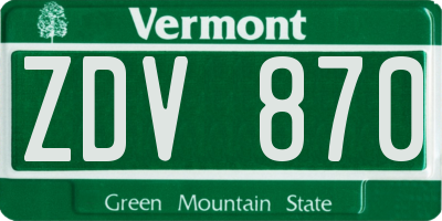 VT license plate ZDV870