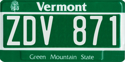 VT license plate ZDV871
