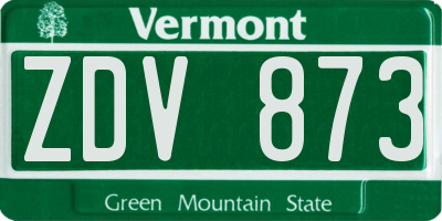 VT license plate ZDV873