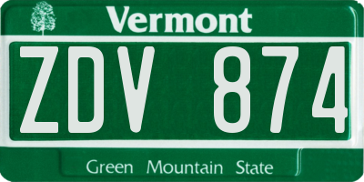 VT license plate ZDV874