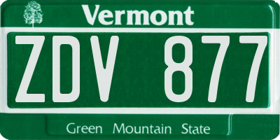 VT license plate ZDV877