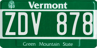 VT license plate ZDV878