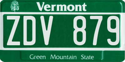 VT license plate ZDV879
