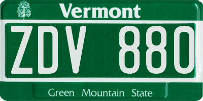 VT license plate ZDV880