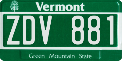 VT license plate ZDV881