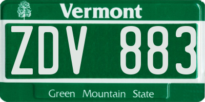 VT license plate ZDV883