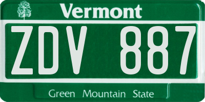 VT license plate ZDV887